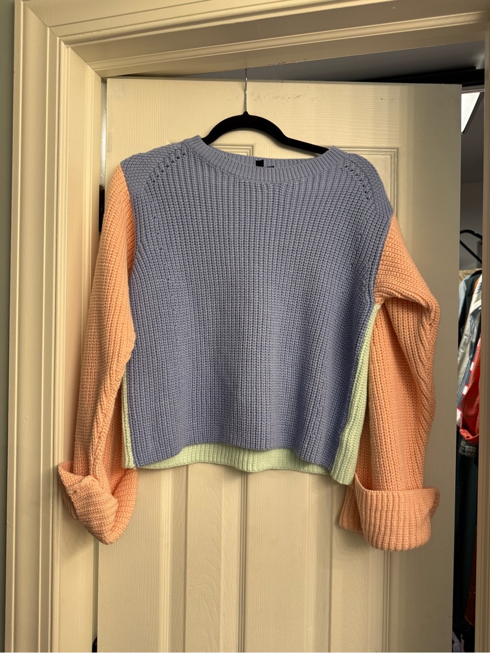 Topshop Lavender, Peach & Mint Colorblock Crew Sweater